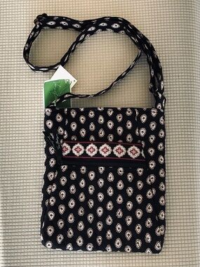Vera Bradley Black Quilted Crossbody with Red and White Accent